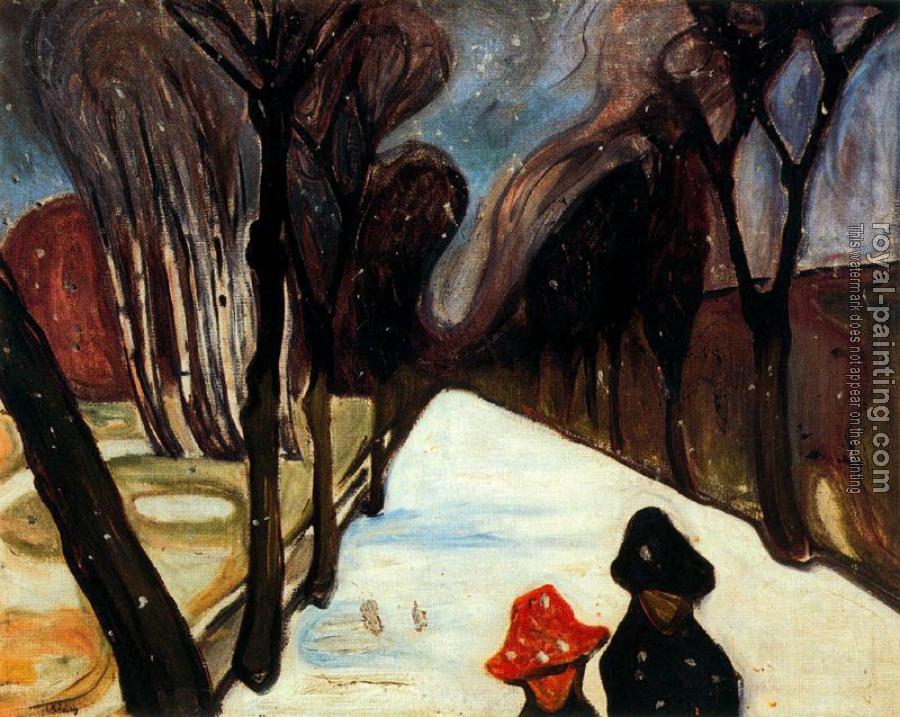 Edvard Munch : Snow Falling in the Lane